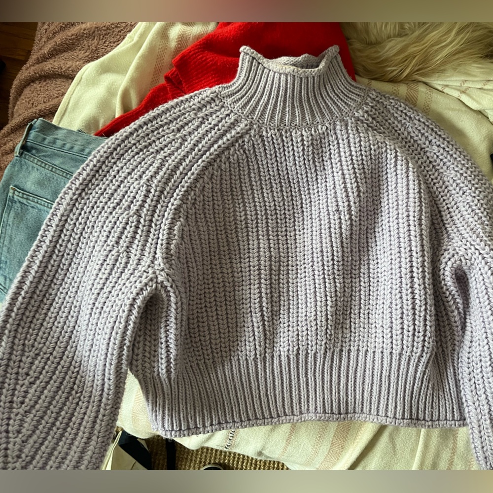 Lavender crop sweater turtle neck